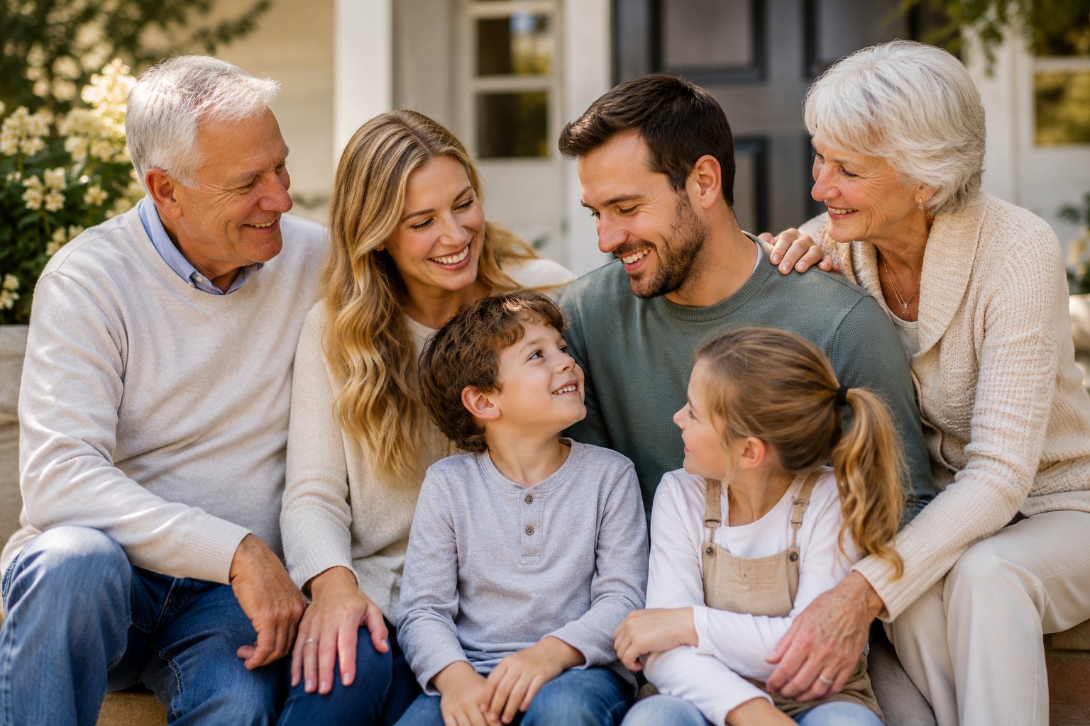 Multigenerational family spending time together